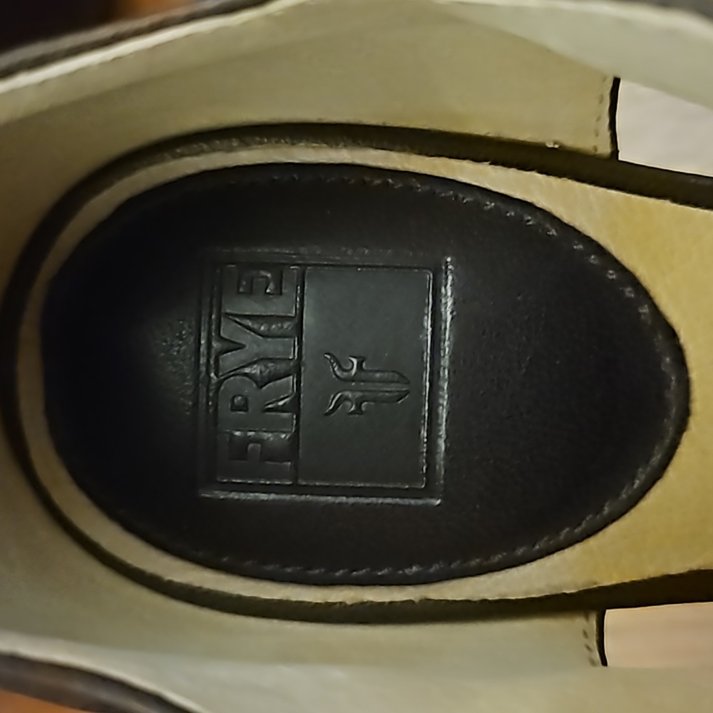 FRYE Kelsey Leather Ankle Strap Peep Toe Heels - Dark Brown Size 9 - Picture 2 of 12